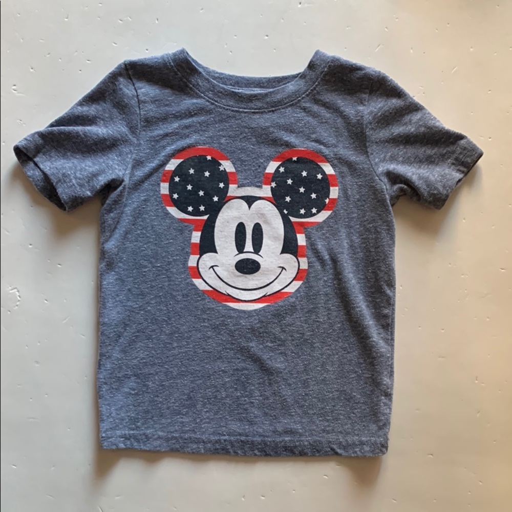 Disney Mickey Mouse American Flay Gray T-Shirt Flag 18 Months